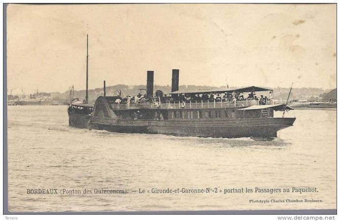 bordeaux bateau a vapeur gironde et garonne portant les passagers au paquebot